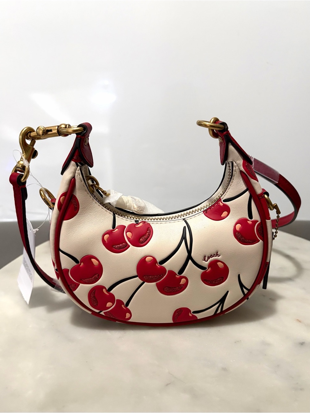 Coach Jonie Bag With Cherry Print CAE83 Chalk Multi Mini Crossbody Wristlet NEW